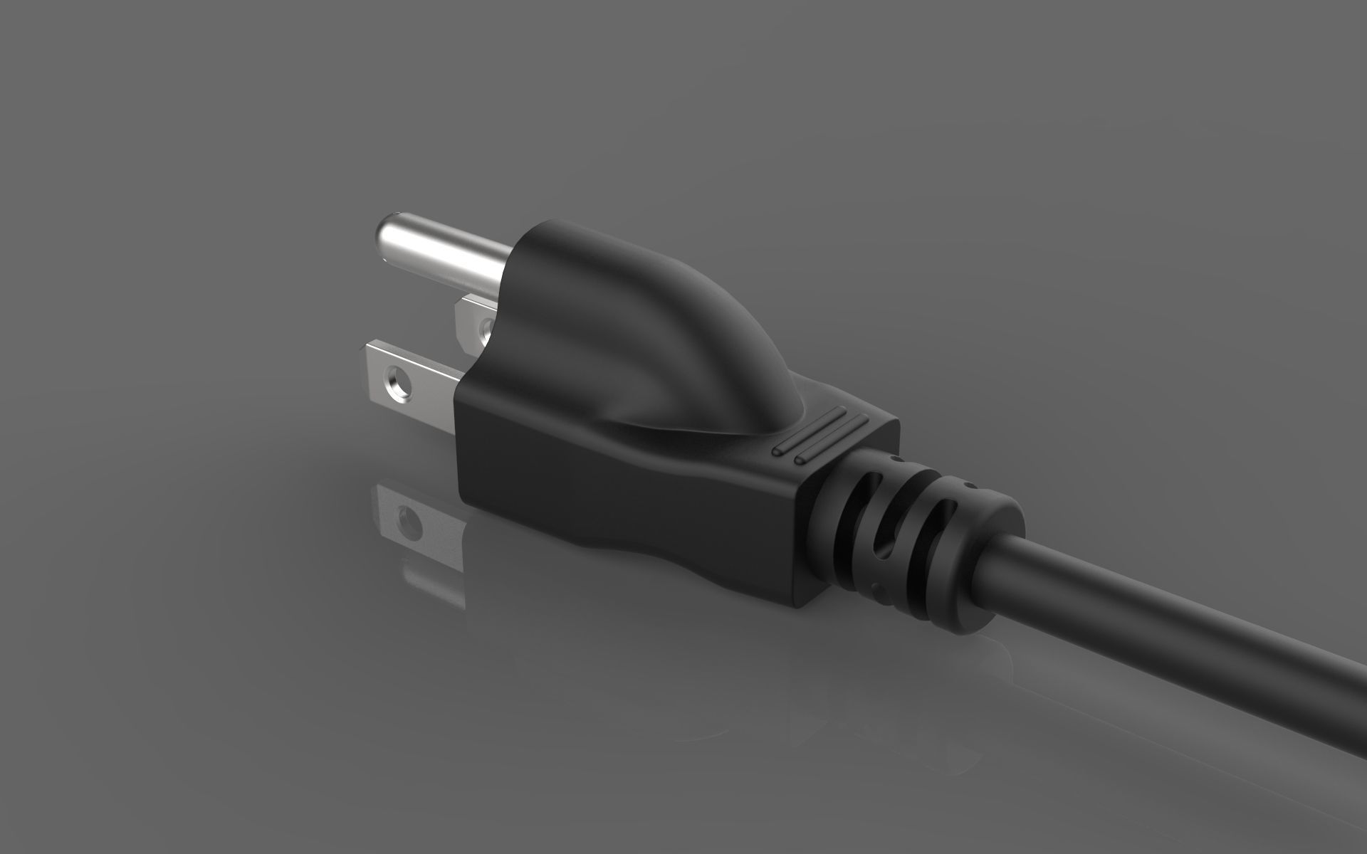 Power Cable 3 Pin plug 3D model_3