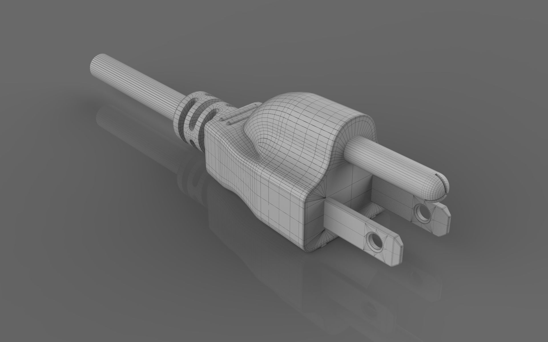 Power Cable 3 Pin plug 3D model_1