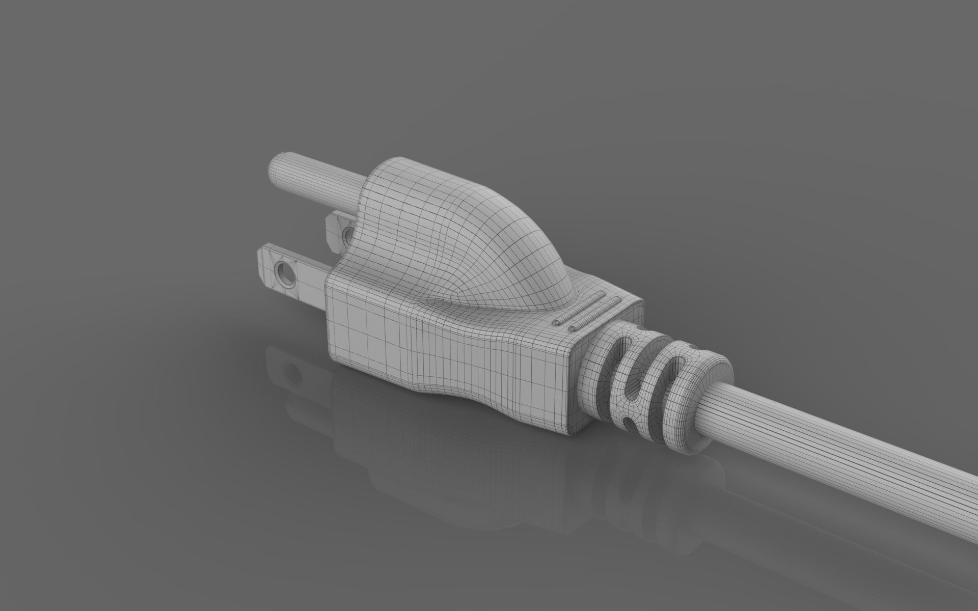 Power Cable 3 Pin plug 3D model_2