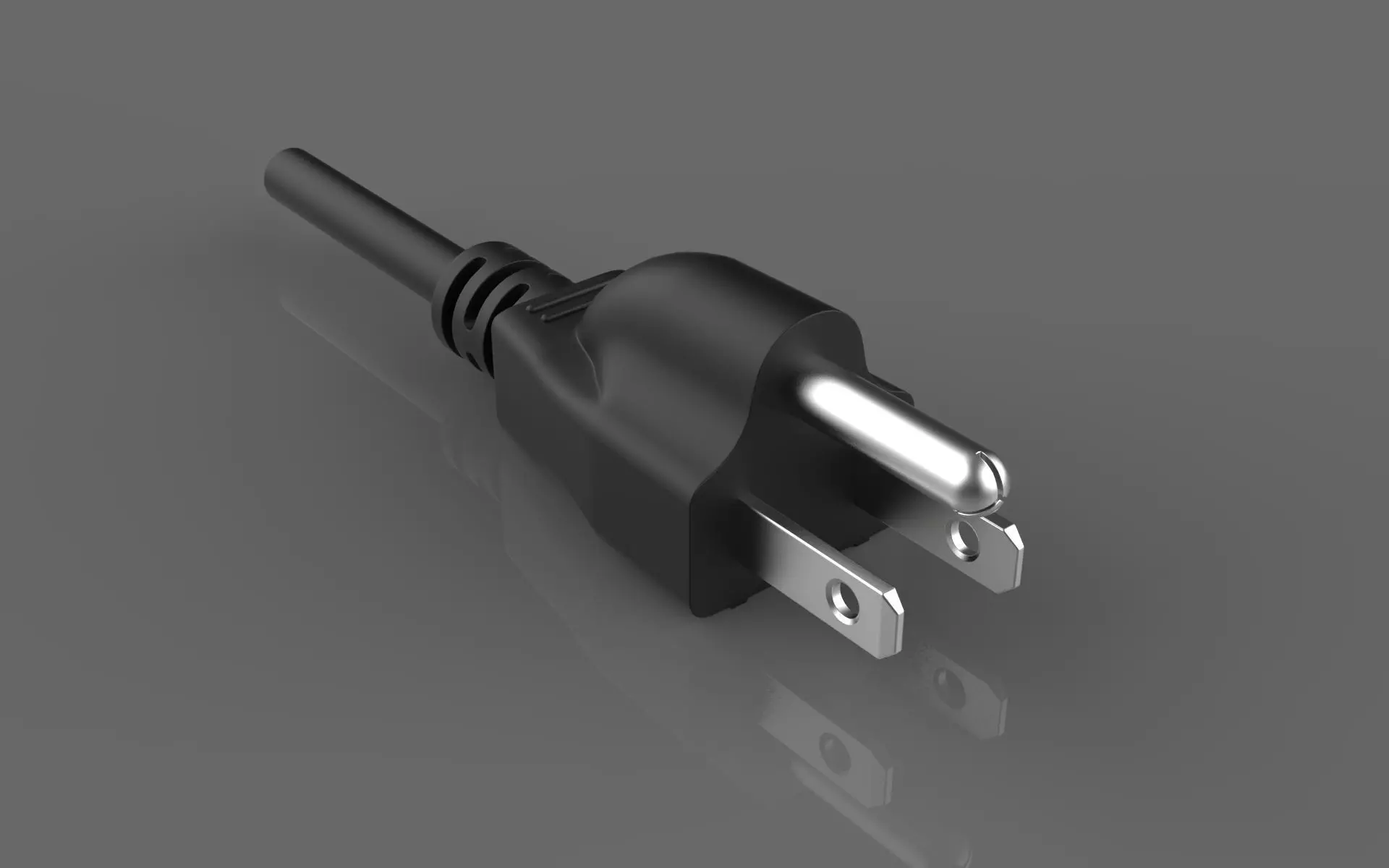 Power Cable 3 Pin plug 3D model_0