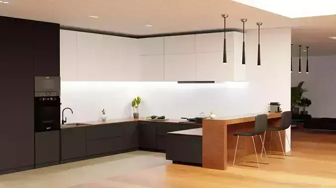 Kitchen and living room