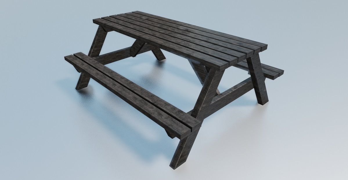 Bench and Chairs 3D Model Low-poly 3D model_9