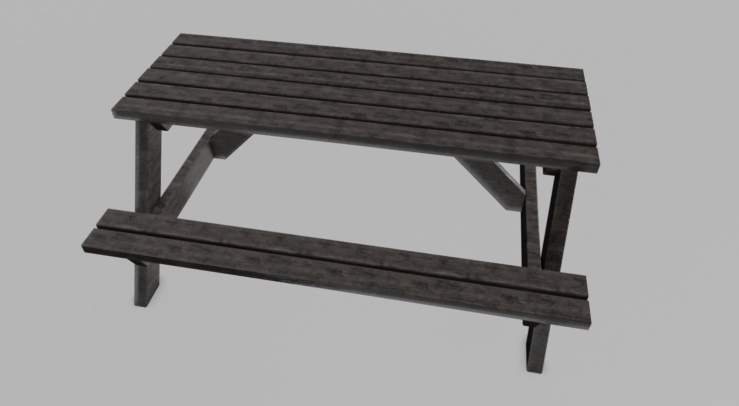 Bench and Chairs 3D Model Low-poly 3D model_2
