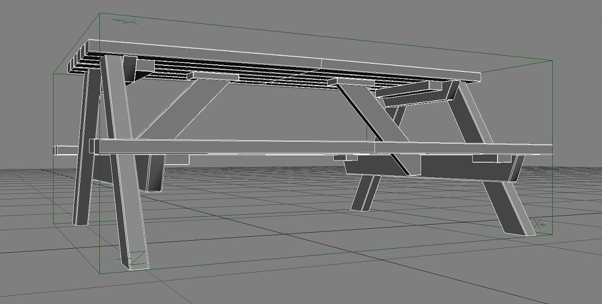 Bench and Chairs 3D Model Low-poly 3D model_11