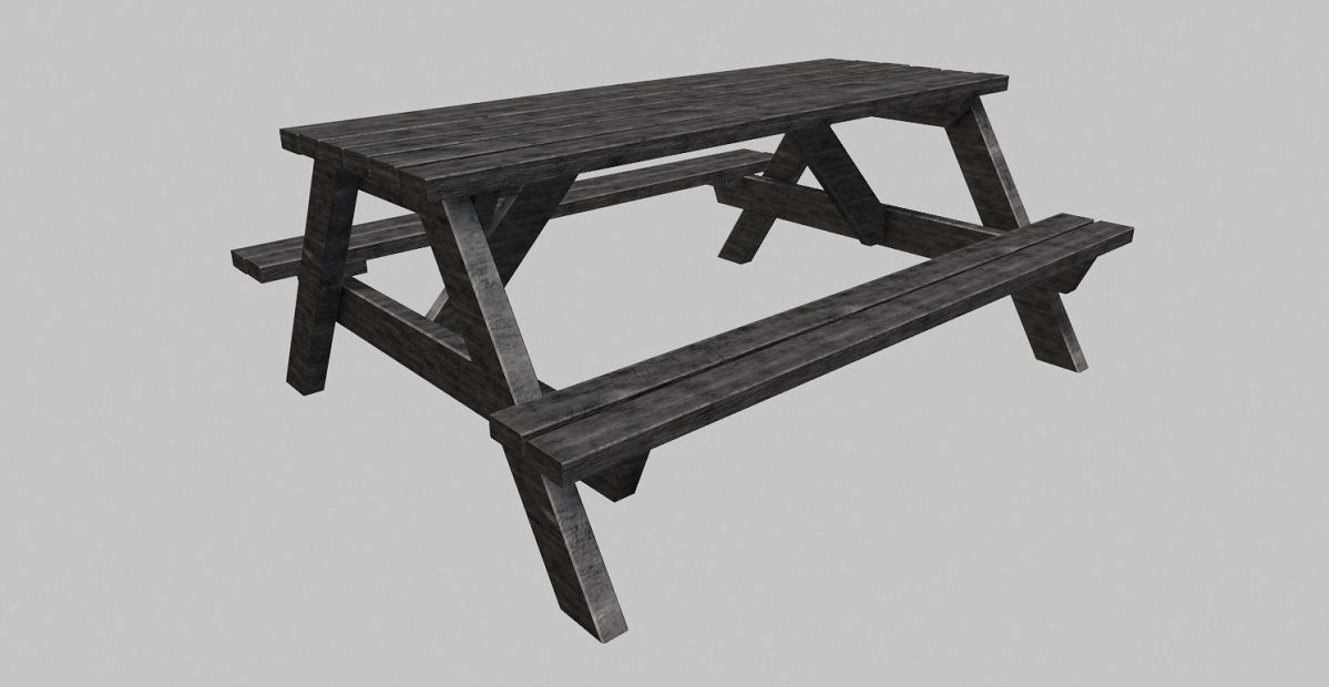 Bench and Chairs 3D Model Low-poly 3D model_6