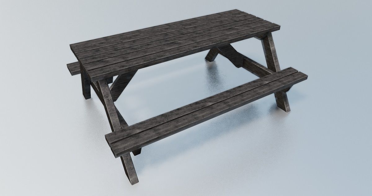 Bench and Chairs 3D Model Low-poly 3D model_1