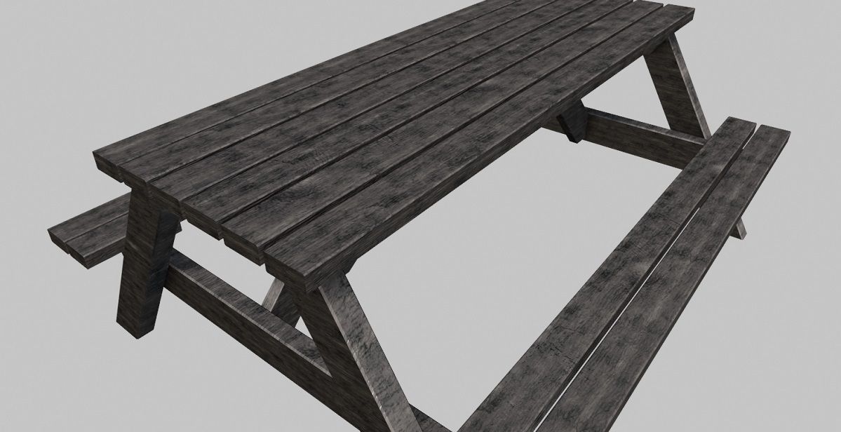 Bench and Chairs 3D Model Low-poly 3D model_7