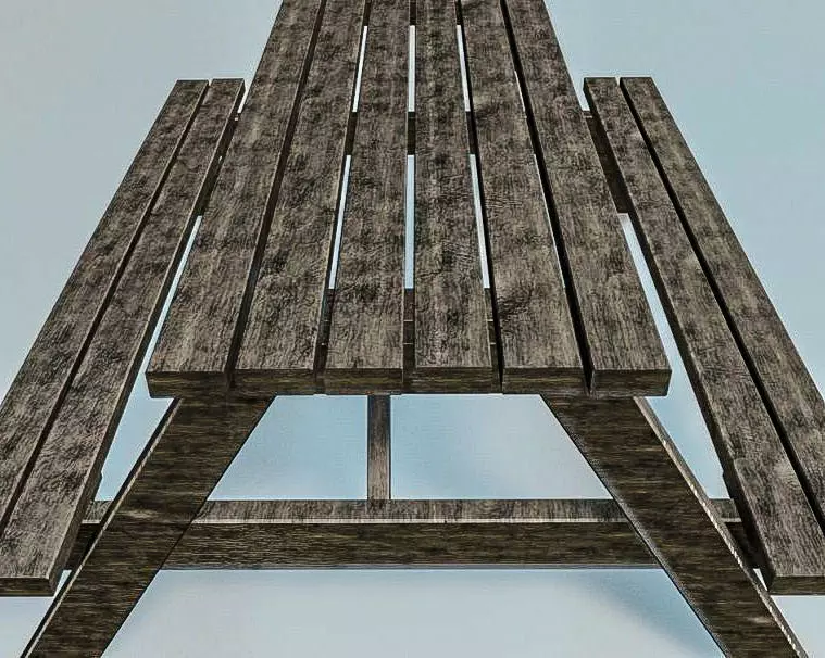 Bench and Chairs 3D Model Low-poly 3D model_0