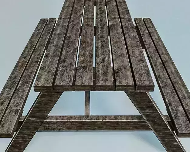 Bench and Chairs 3D Model Low-poly 3D model