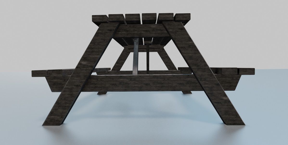 Bench and Chairs 3D Model Low-poly 3D model_8