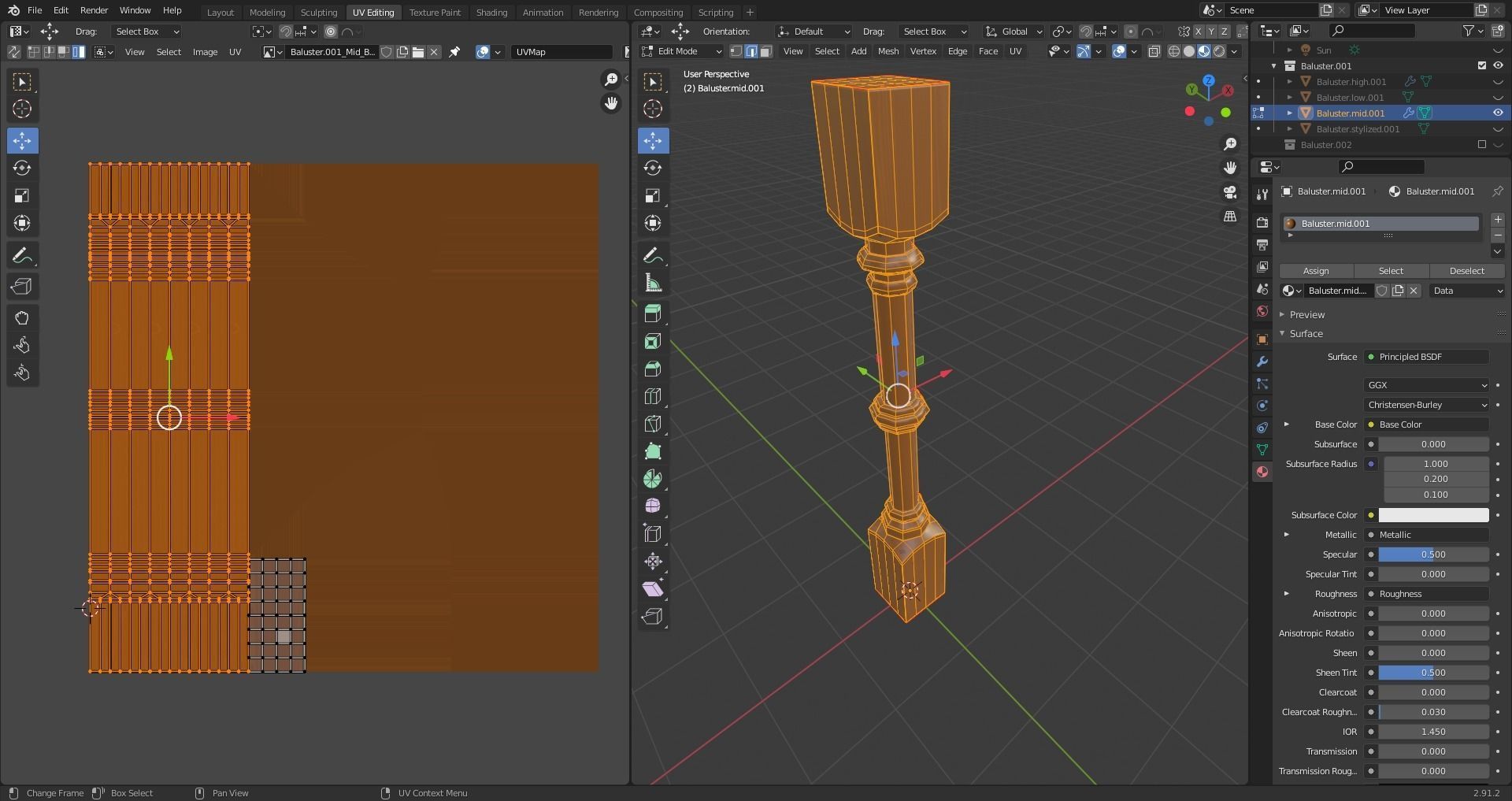 17 different models of Baluster and 11 different Smart Materials Free low-poly 3D model_45
