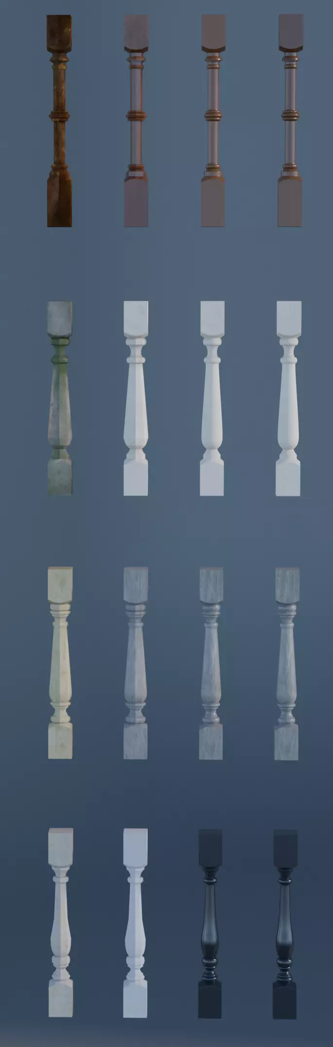 17 different models of Baluster and 11 different Smart Materials Free low-poly 3D model_0