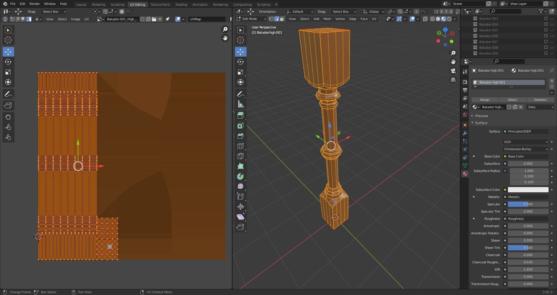 17 different models of Baluster and 11 different Smart Materials Free low-poly 3D model_44