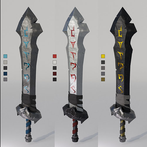 Stylized Rune Swords Low-poly 3D model