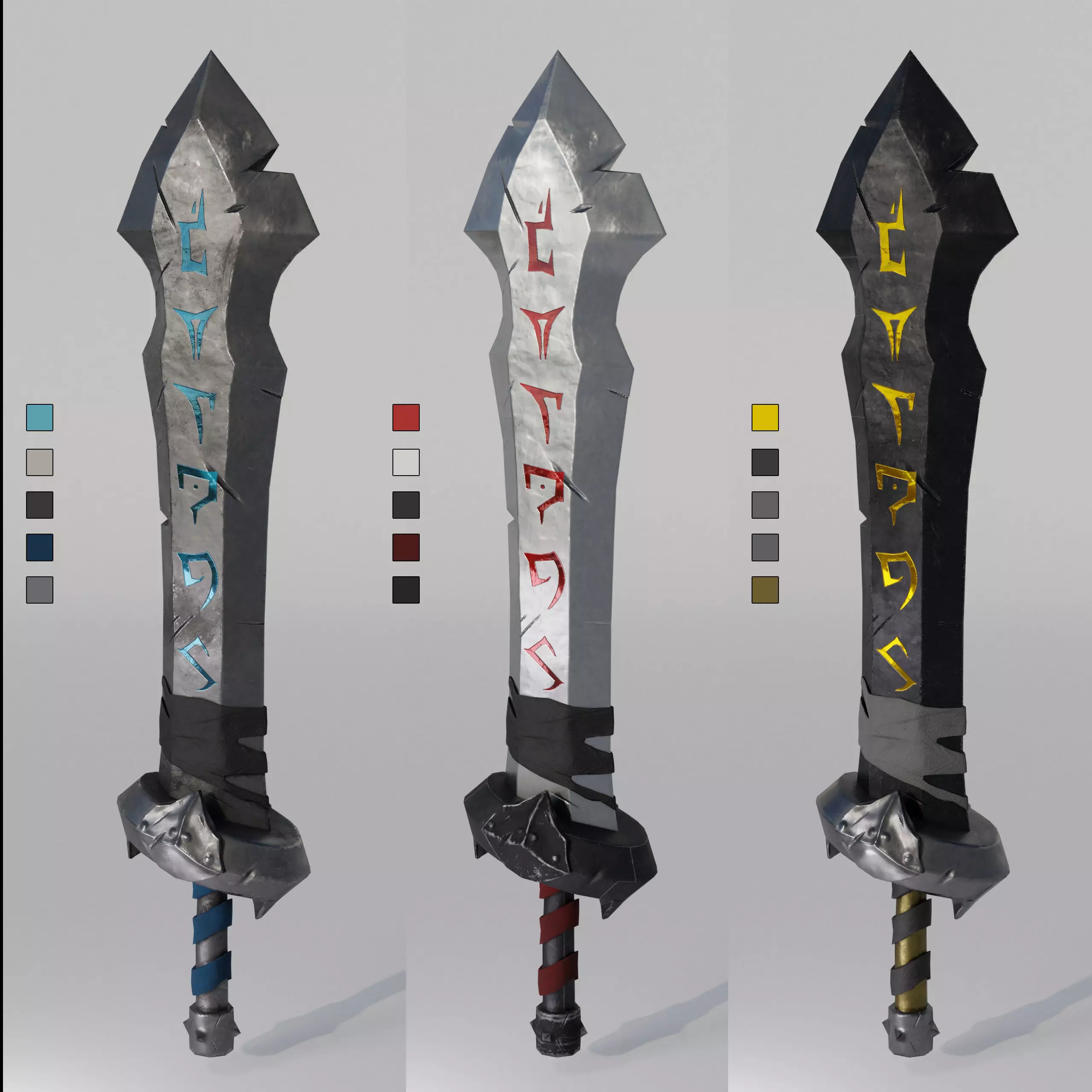 Stylized Rune Swords Low-poly 3D model_0