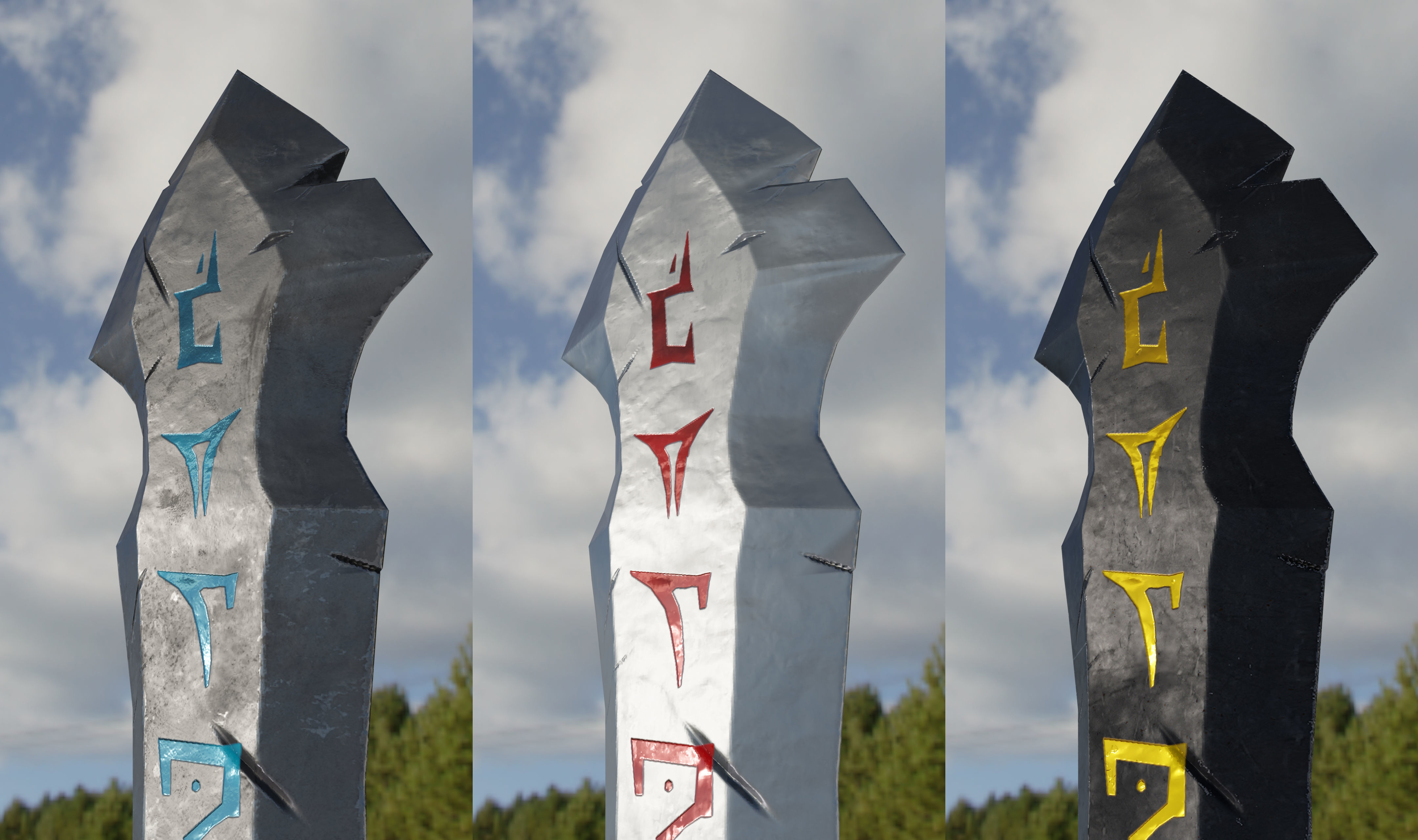 Stylized Rune Swords Low-poly 3D model_1