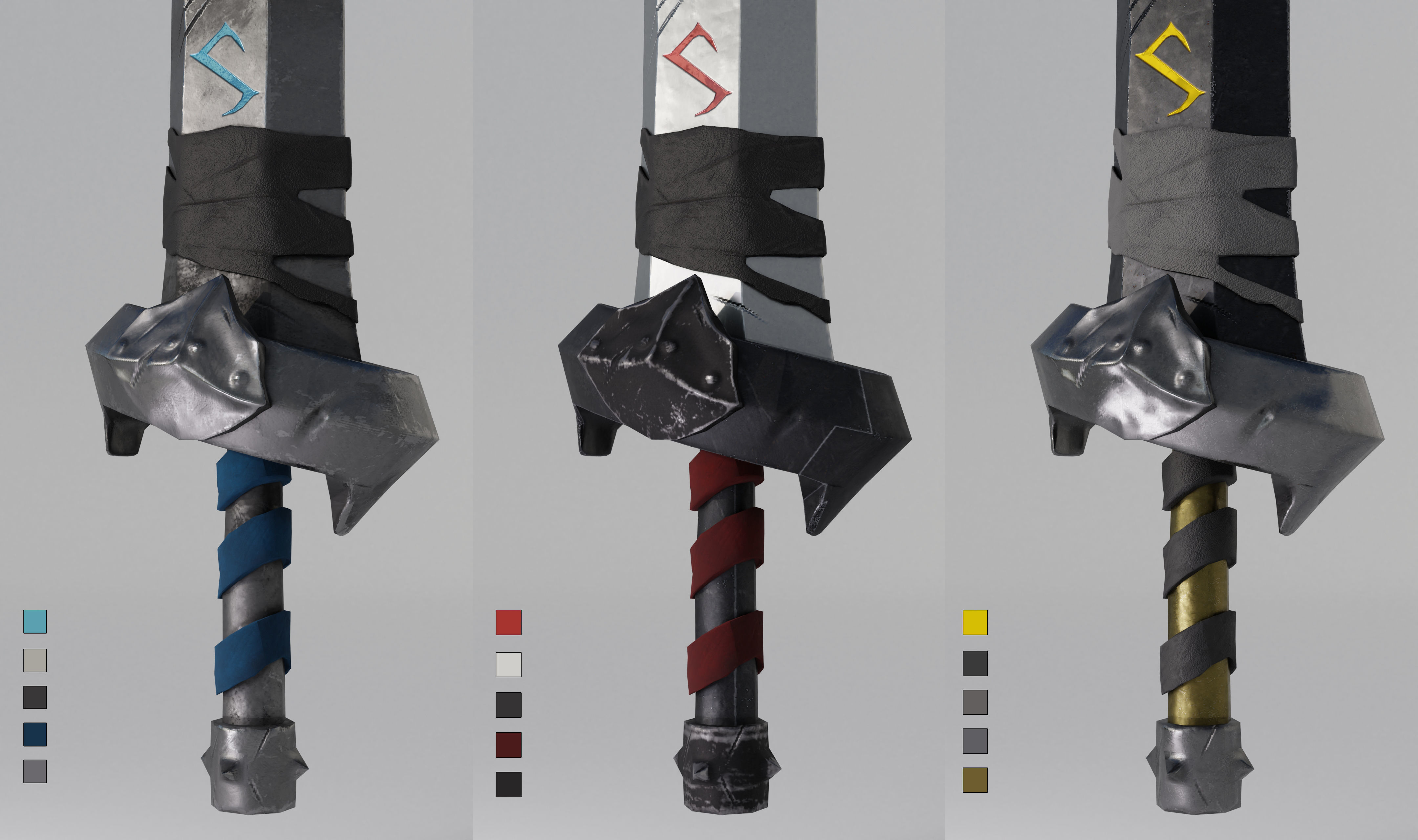 Stylized Rune Swords Low-poly 3D model_2