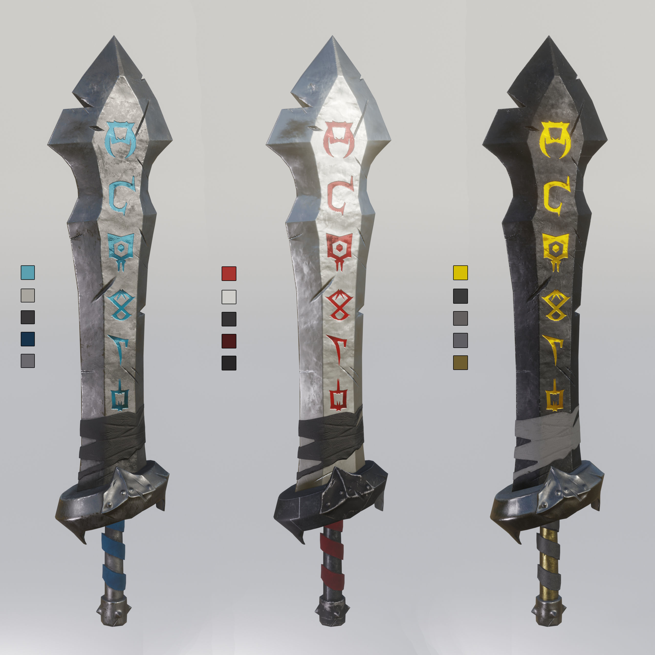 Stylized Rune Swords Low-poly 3D model_4