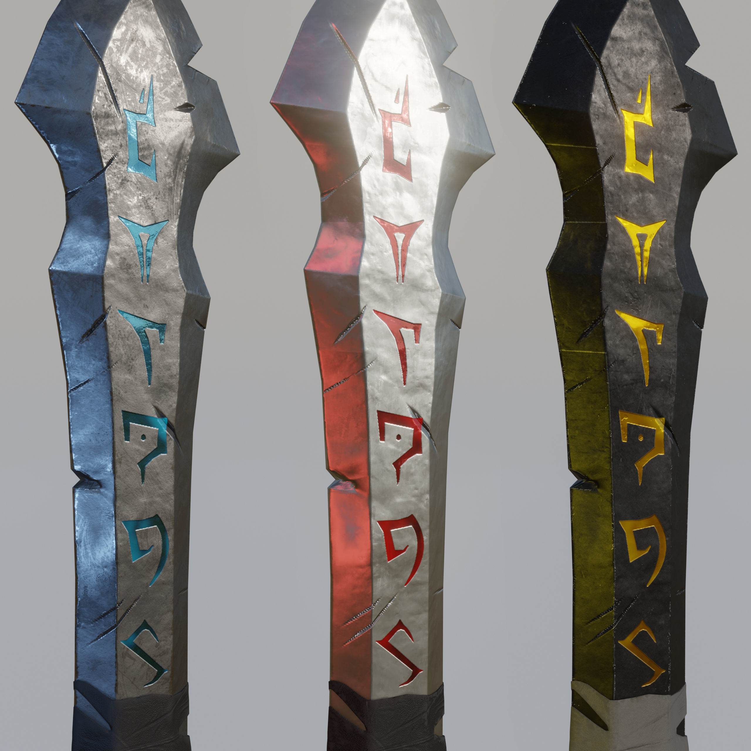 Stylized Rune Swords Low-poly 3D model_3
