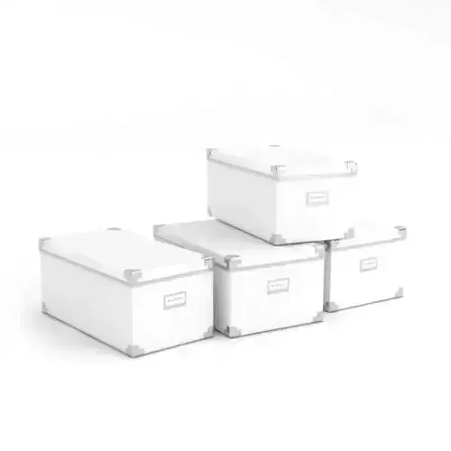 White Storage Boxes With Labels 3D model