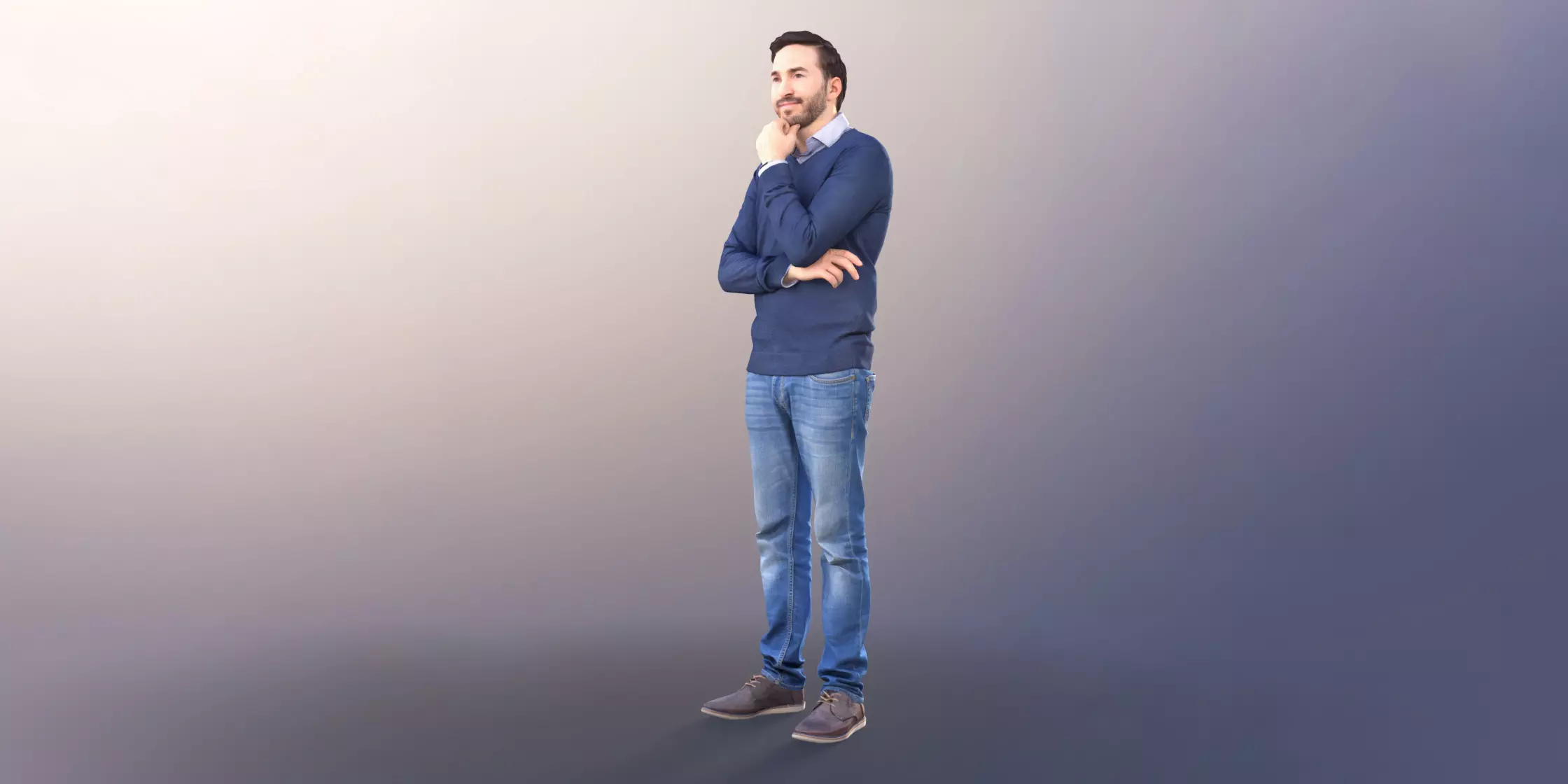 Anselmo 10955 Standing Casual Man Thinking Pose Free 3D model_3