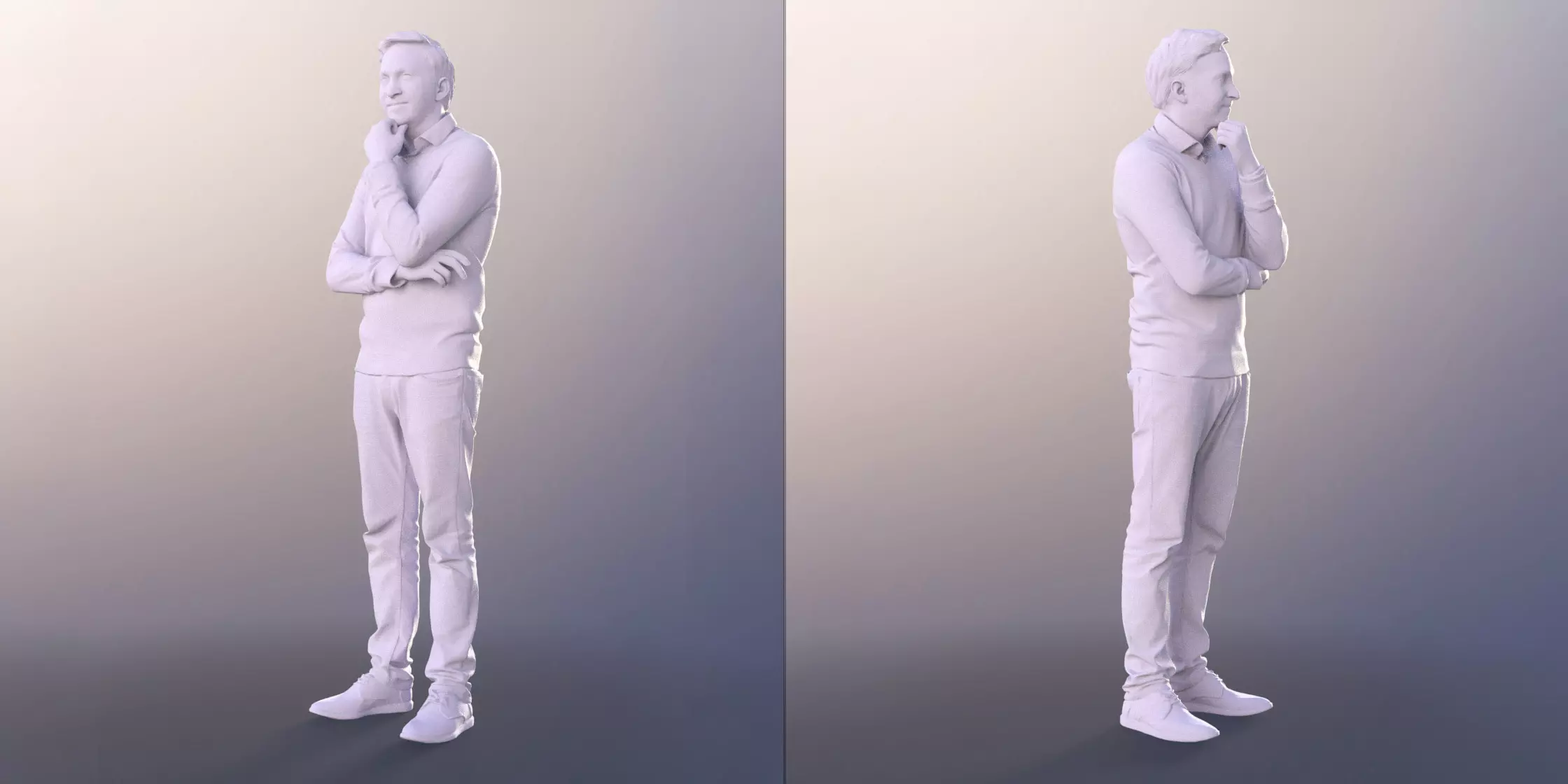 Anselmo 10955 Standing Casual Man Thinking Pose Free 3D model_2