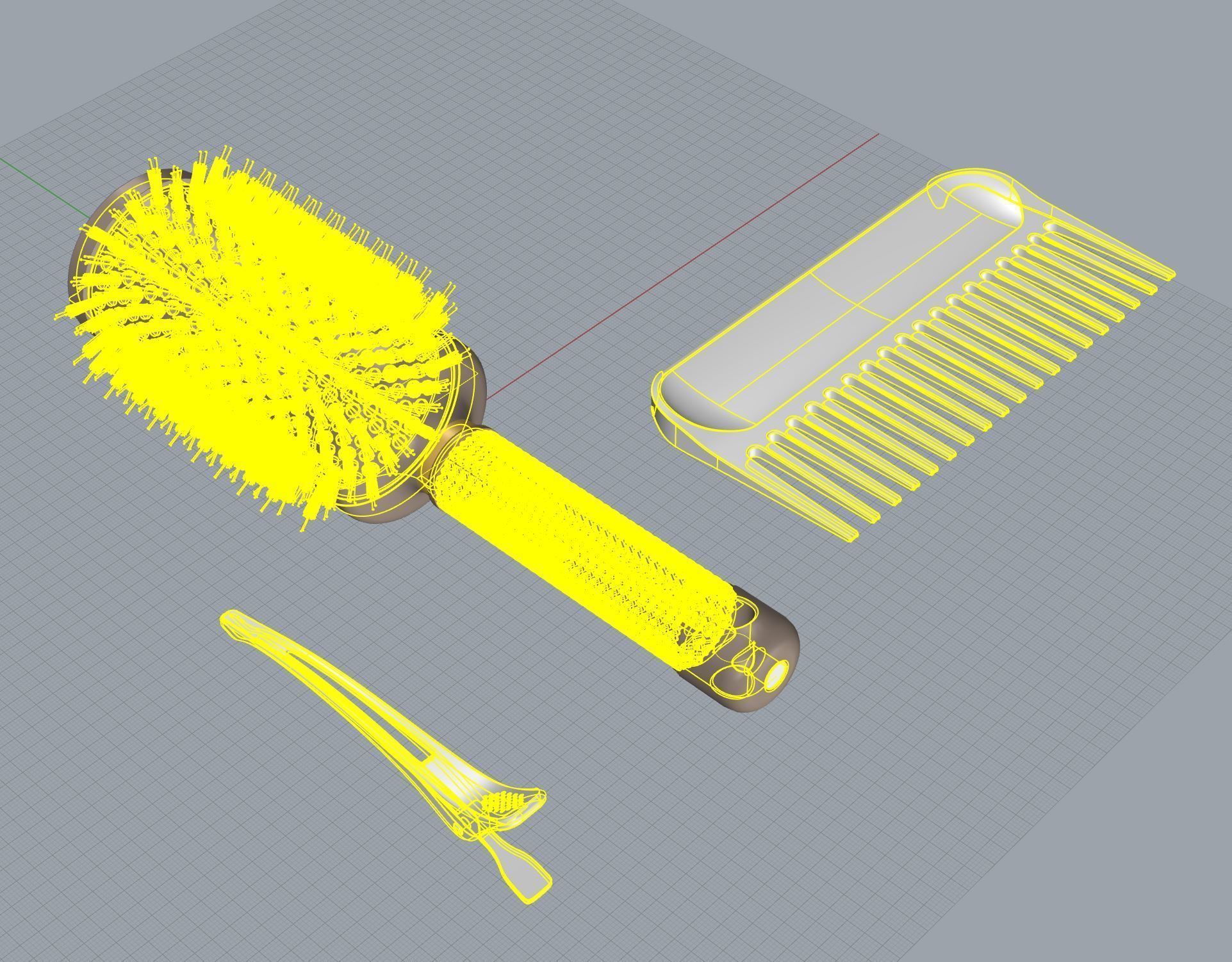 Ionic Hair Brush and Accesories 3D model_5