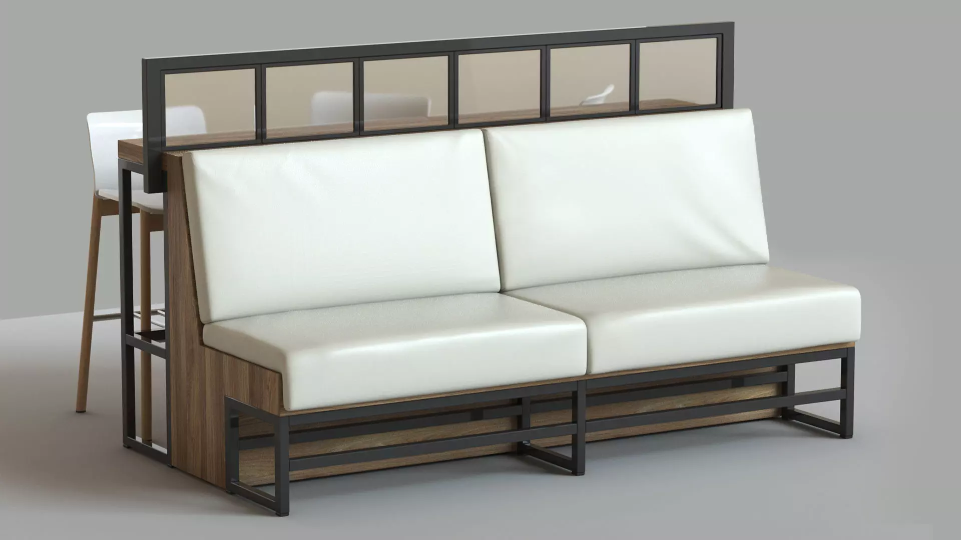 Bar Set sofa with wooden frame and cushions 3D model_0