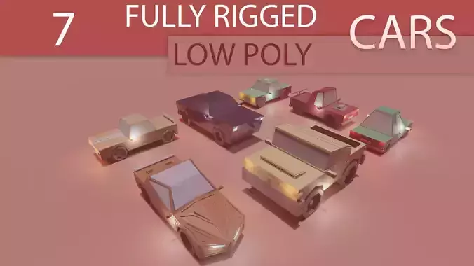 Low-Poly Car Set toy Low-poly 3D model