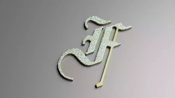 A Letter F gold logo with diamonds