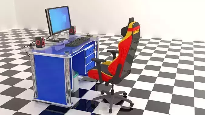 computer setup 3D model