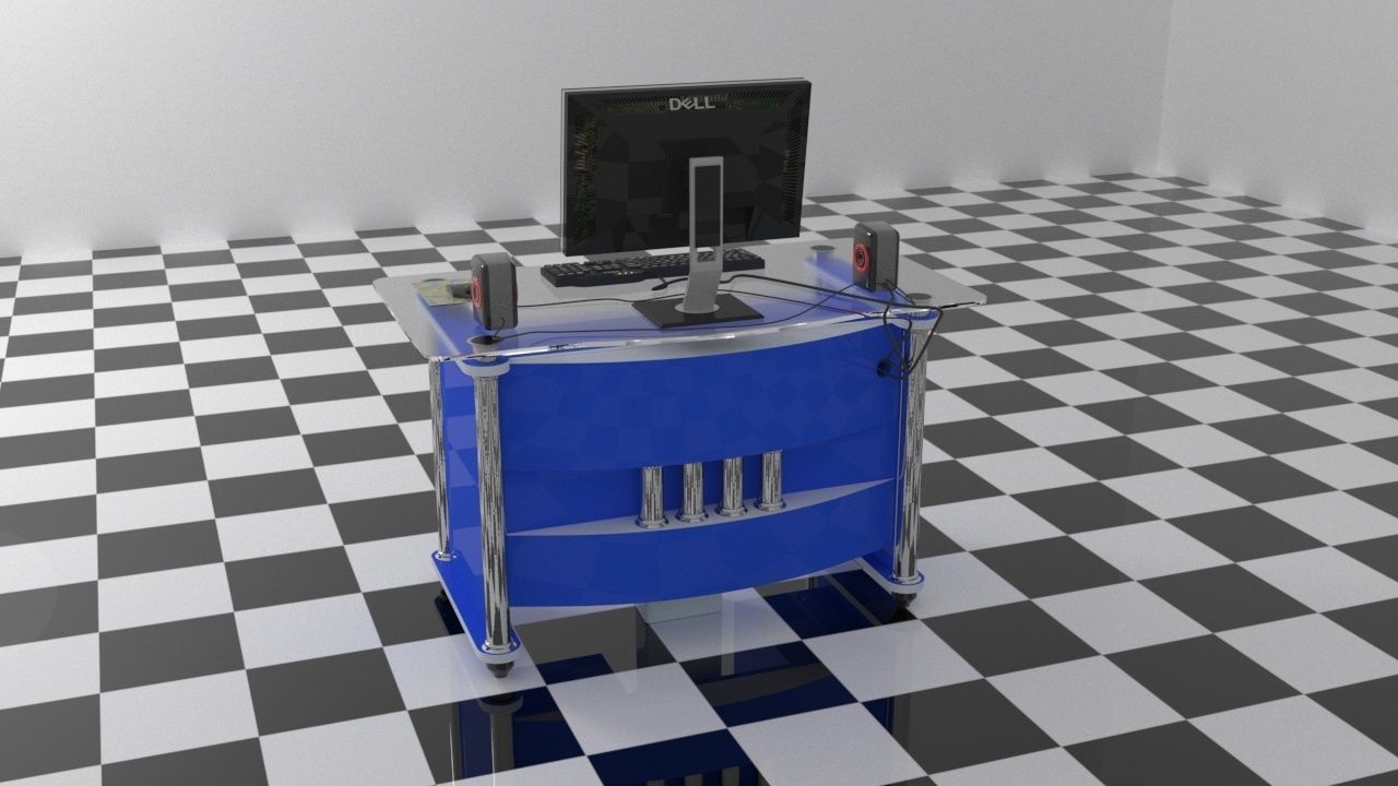computer setup 3D model_11