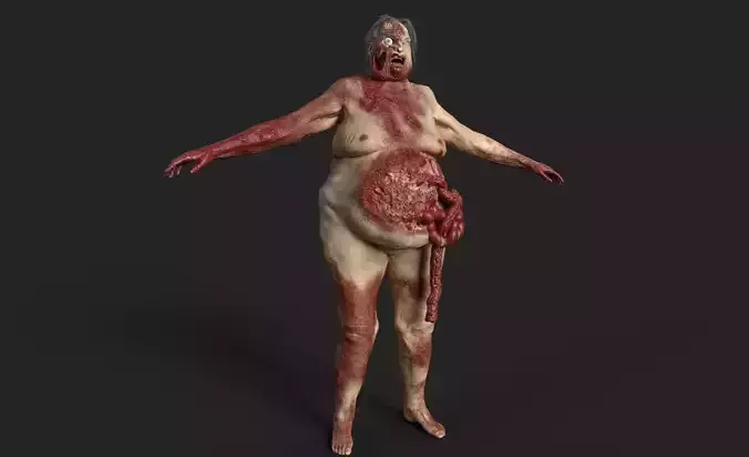 Zombie granny Low-poly 3D model