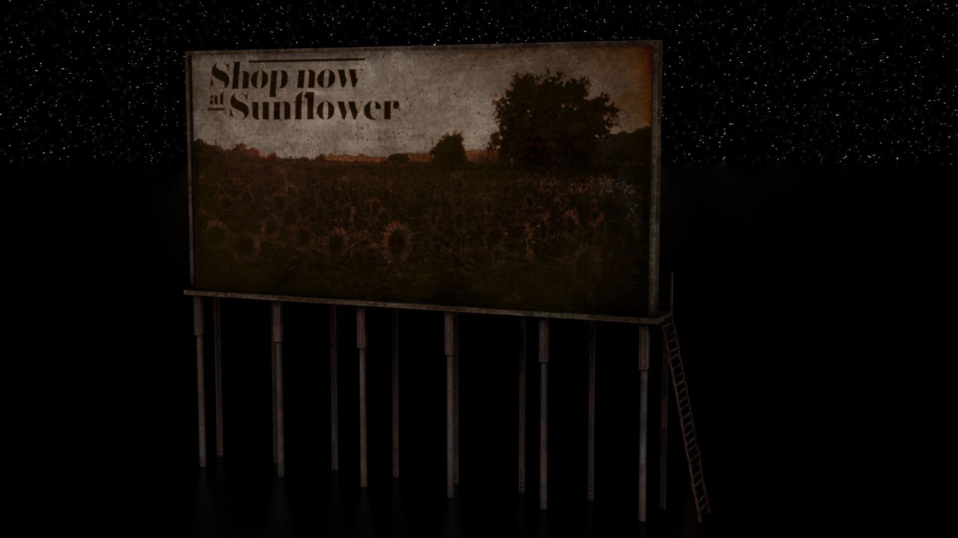 Old Billboard Low-poly 3D model_7