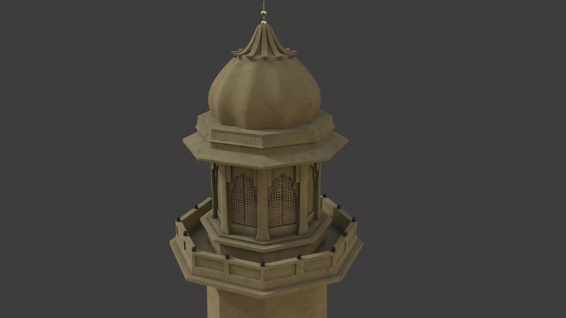 Minaret islamic Low-poly 3D model_0