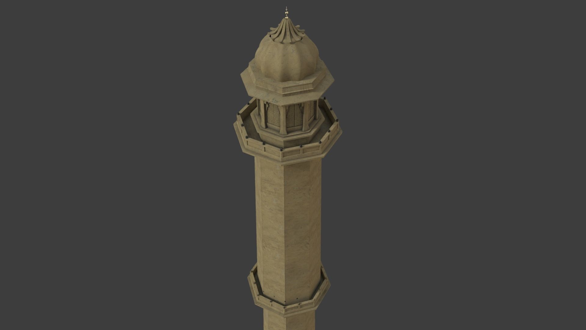 Minaret islamic Low-poly 3D model_3