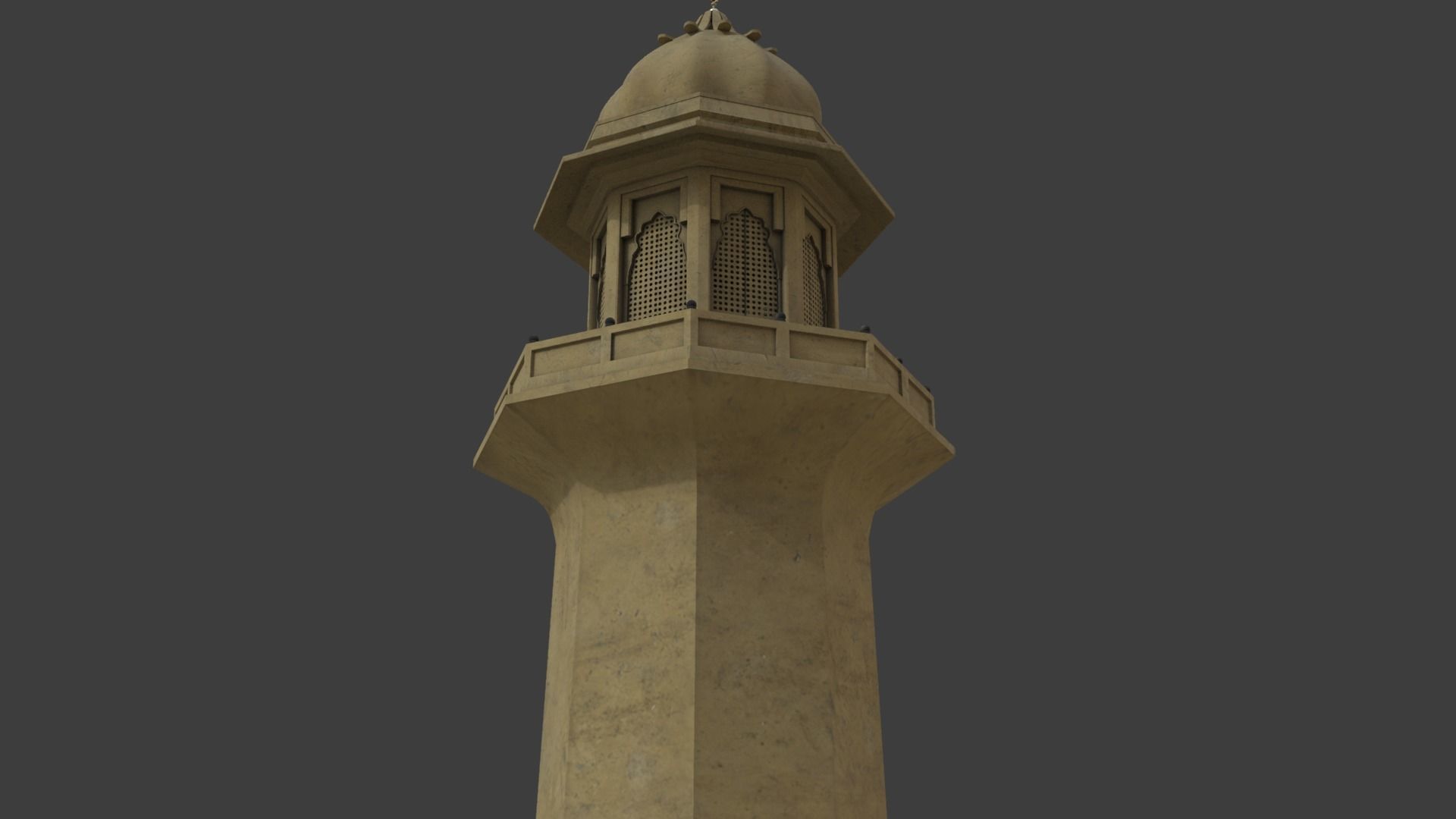 Minaret islamic Low-poly 3D model_1