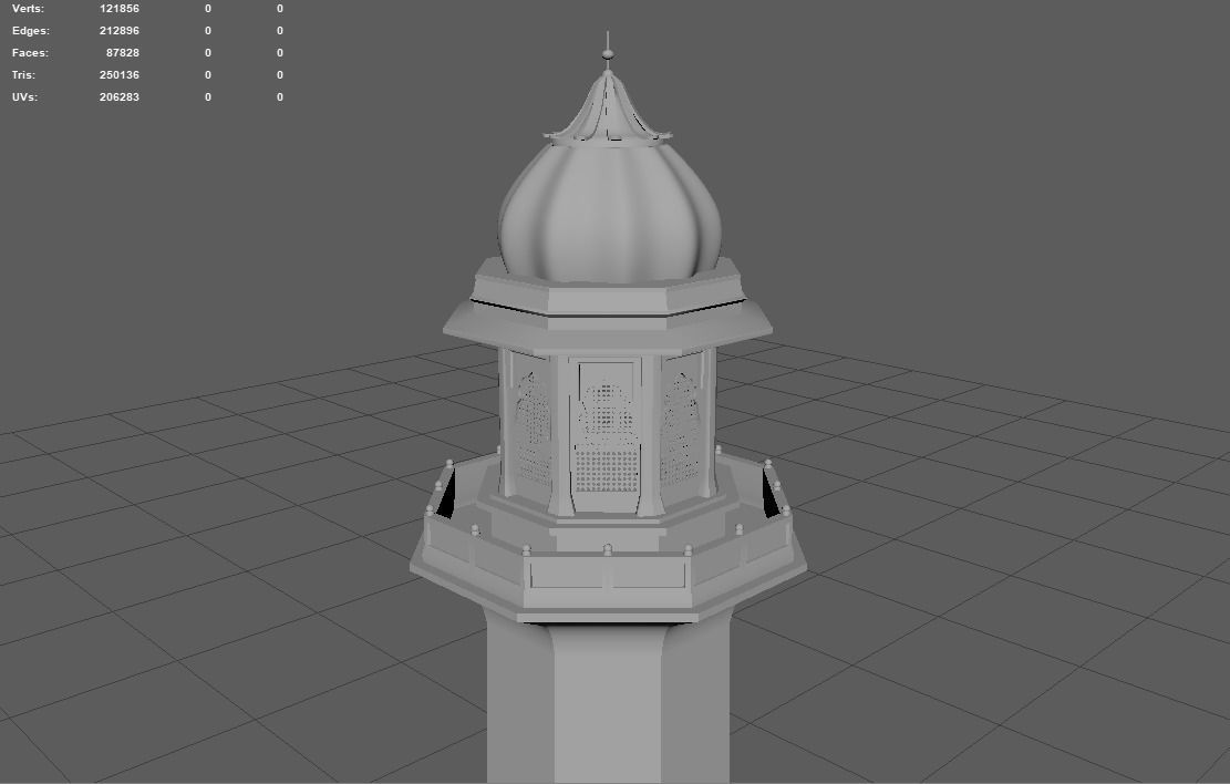 Minaret islamic Low-poly 3D model_7