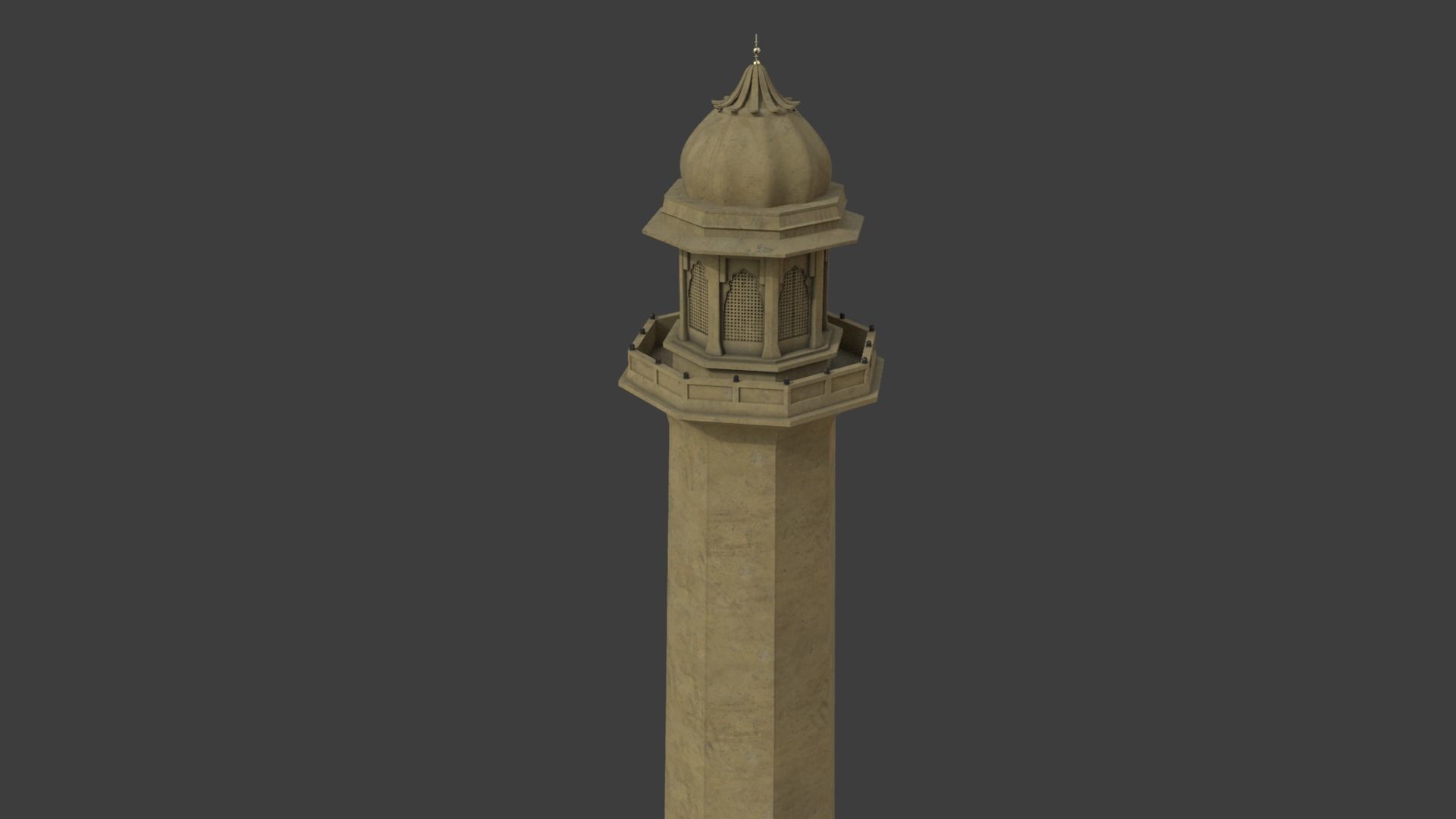 Minaret islamic Low-poly 3D model_4