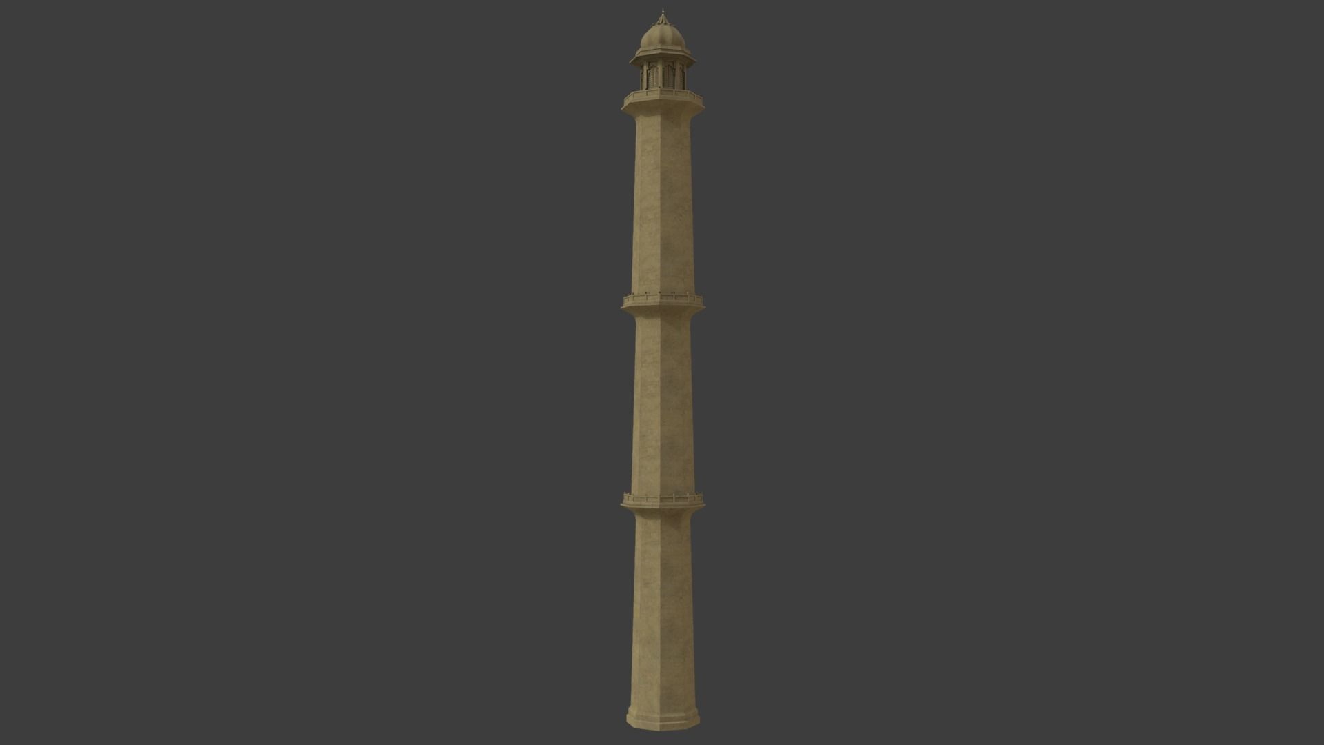 Minaret islamic Low-poly 3D model_2