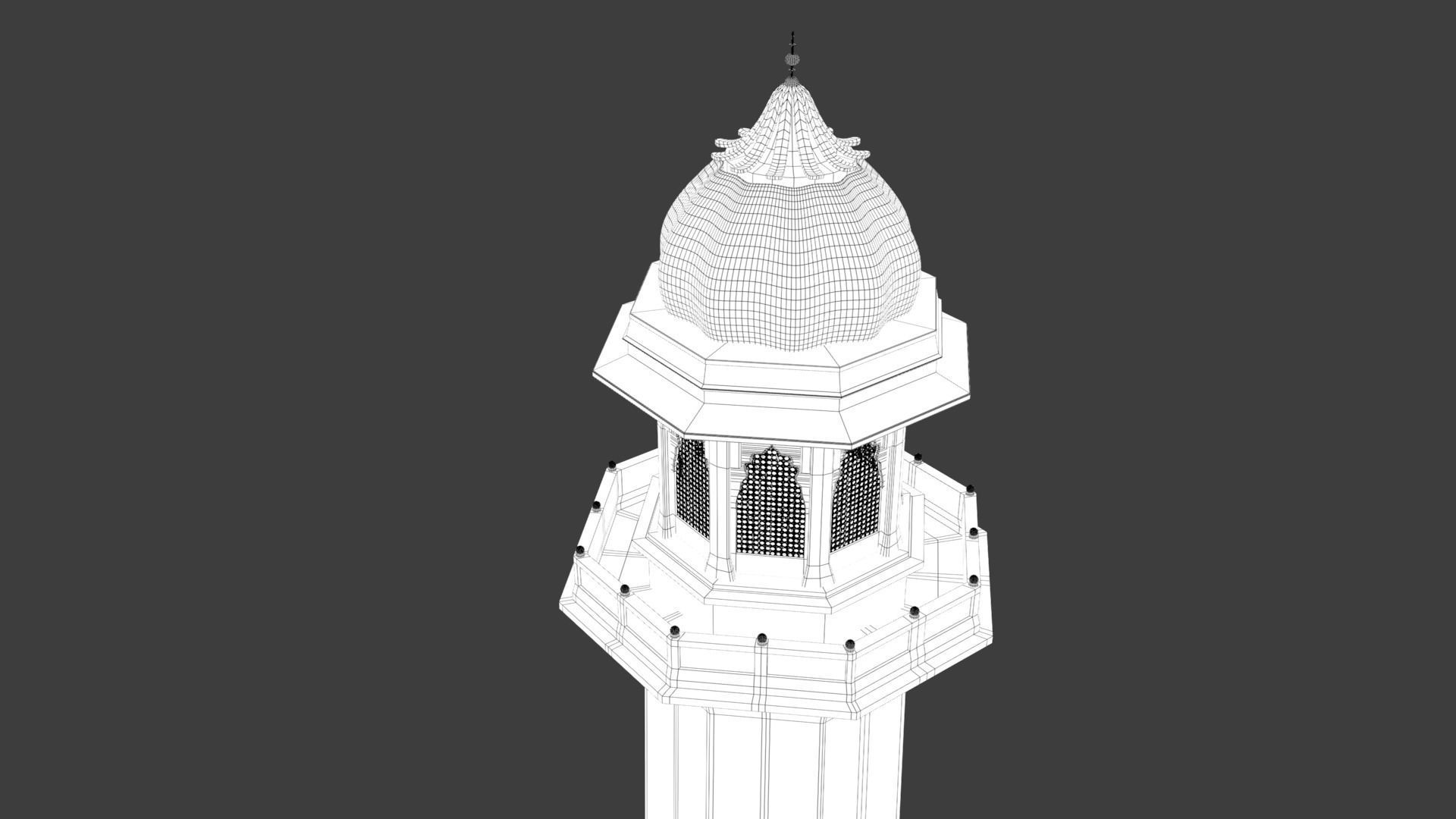 Minaret islamic Low-poly 3D model_6