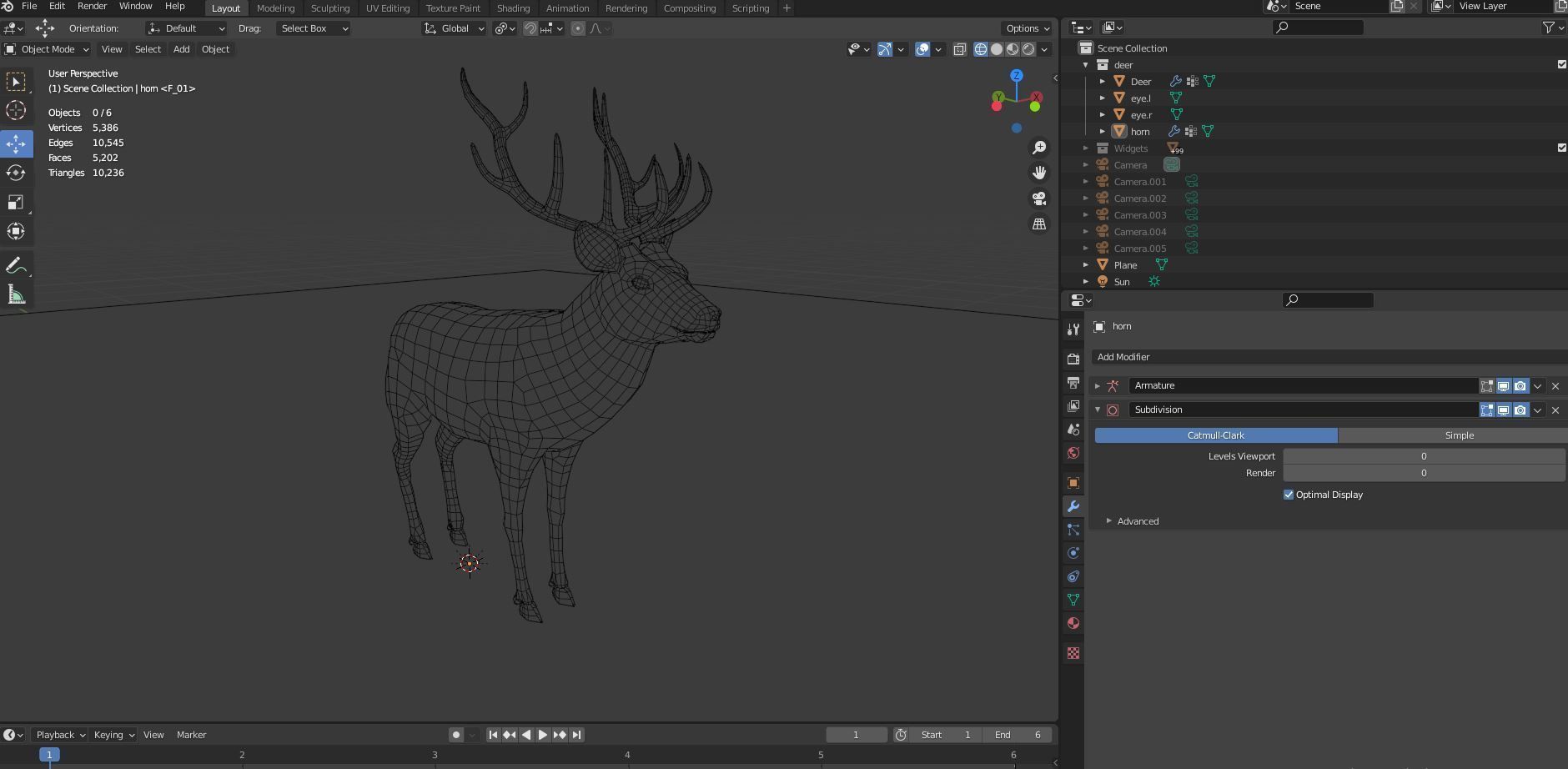 Fur Rigged Deer Stag Low-poly 3D model_22
