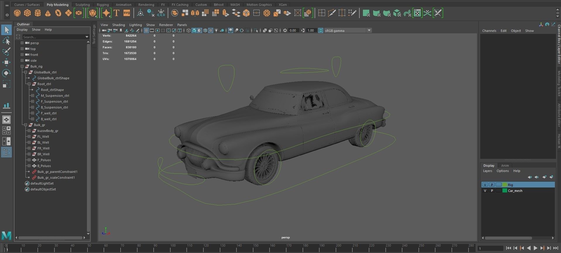 Car Buick rigged Model subdivision ready redshift 3D model_7