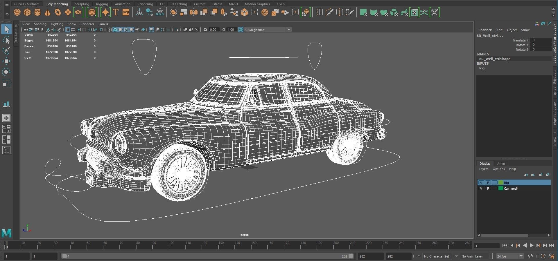 Car Buick rigged Model subdivision ready redshift 3D model_9