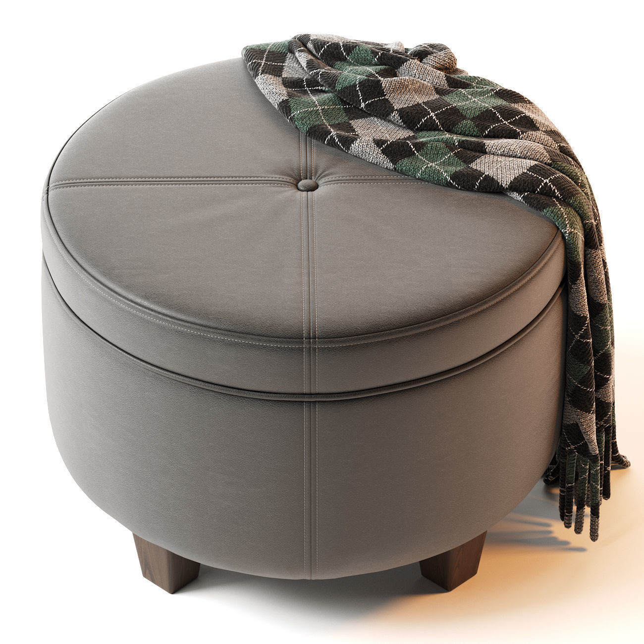 Homepop Round Leatherette Storage Ottoman With Lid 3D model_2