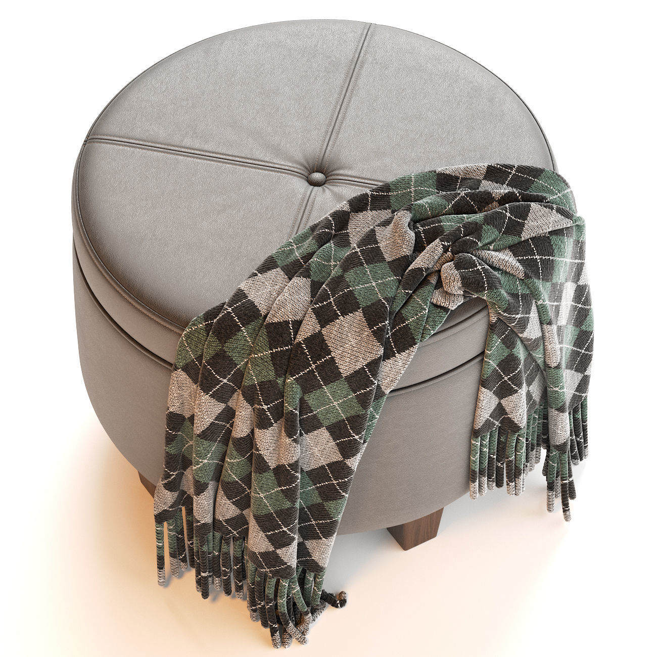 Homepop Round Leatherette Storage Ottoman With Lid 3D model_3