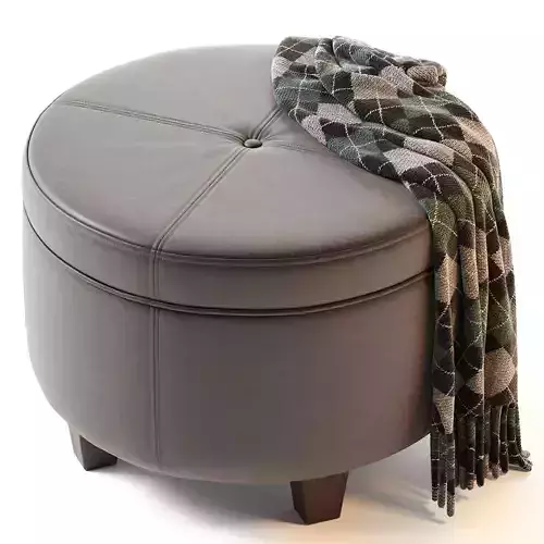 Homepop Round Leatherette Storage Ottoman With Lid 3D model