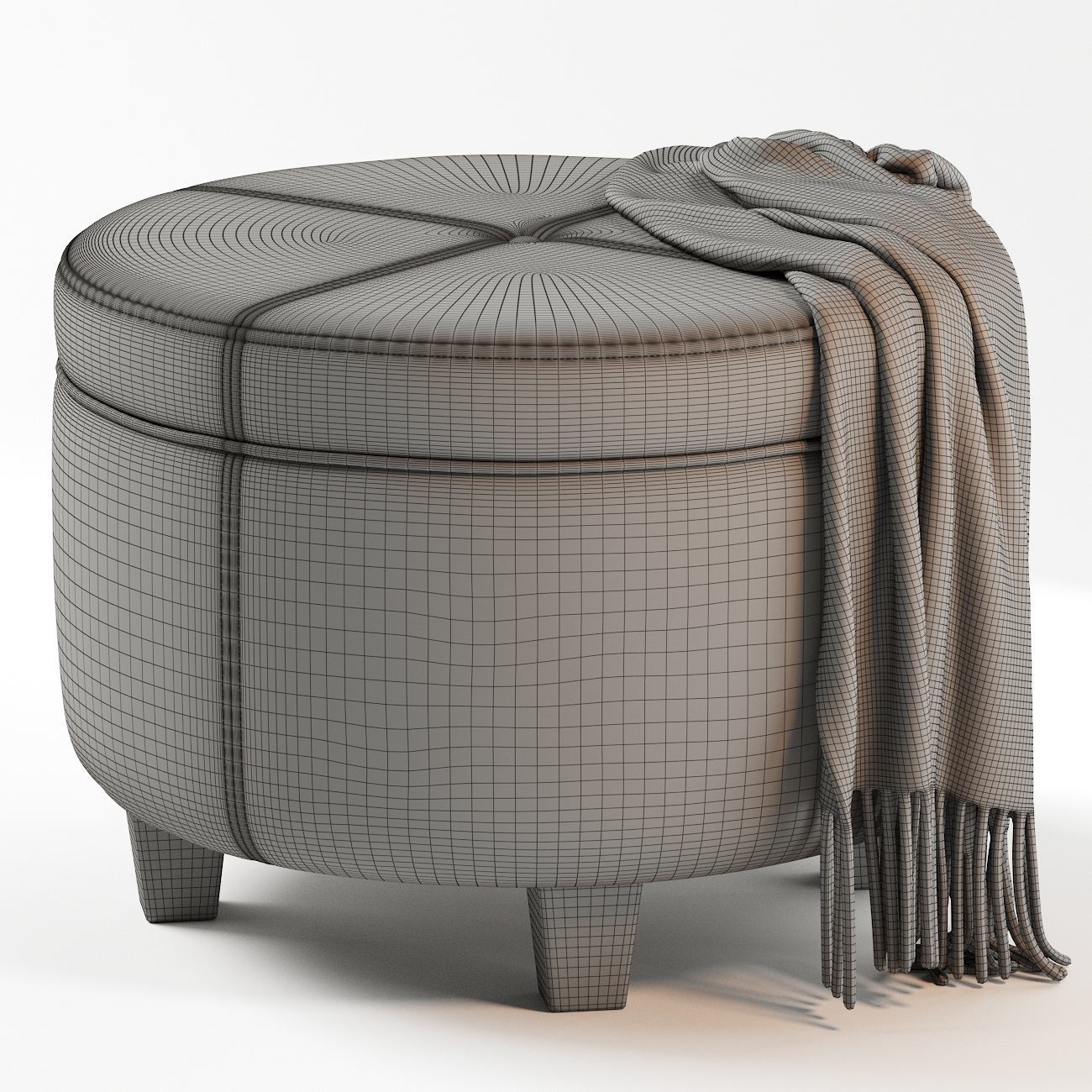 Homepop Round Leatherette Storage Ottoman With Lid 3D model_4