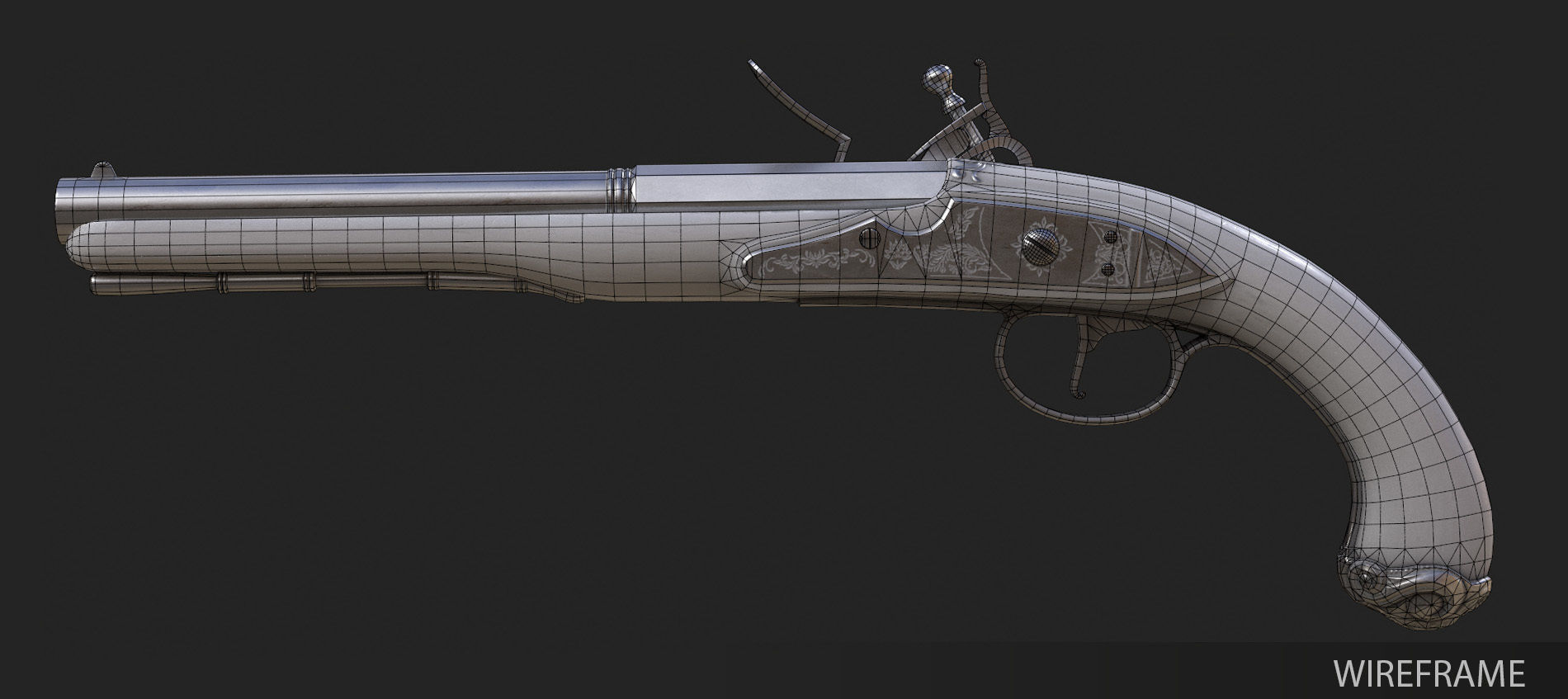 Flintlock Pistol Low-poly 3D model_9