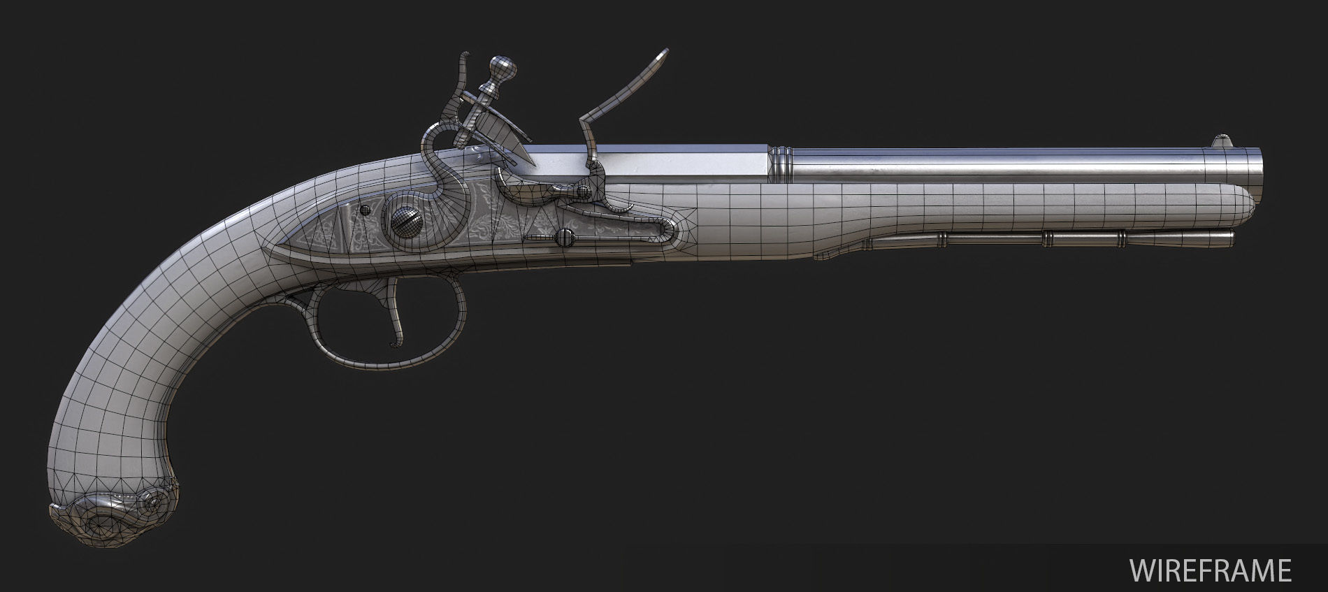 Flintlock Pistol Low-poly 3D model_8